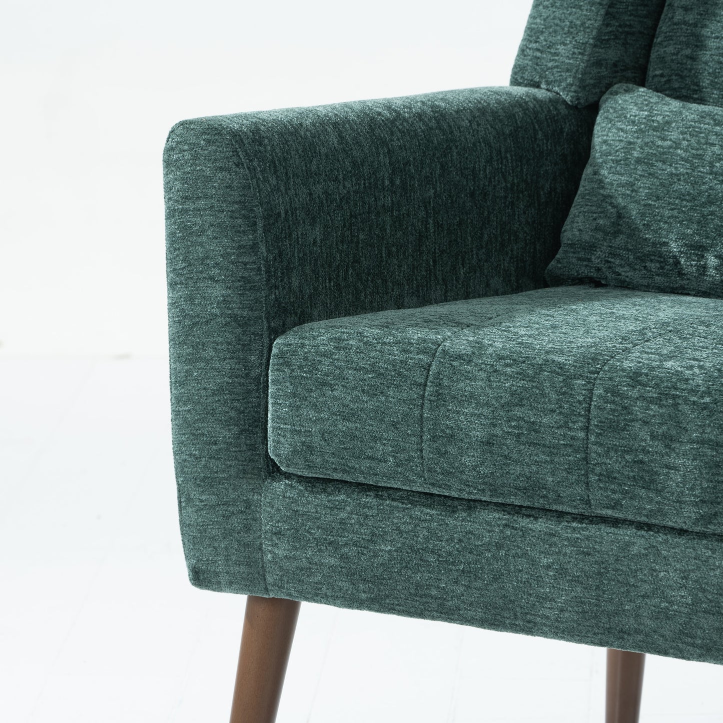 Modern Accent Chair Upholstered Foam Filled Living Room Chairs Comfy Reading Chair Mid Century Modern Chair  (Blackish Green) - Korvel