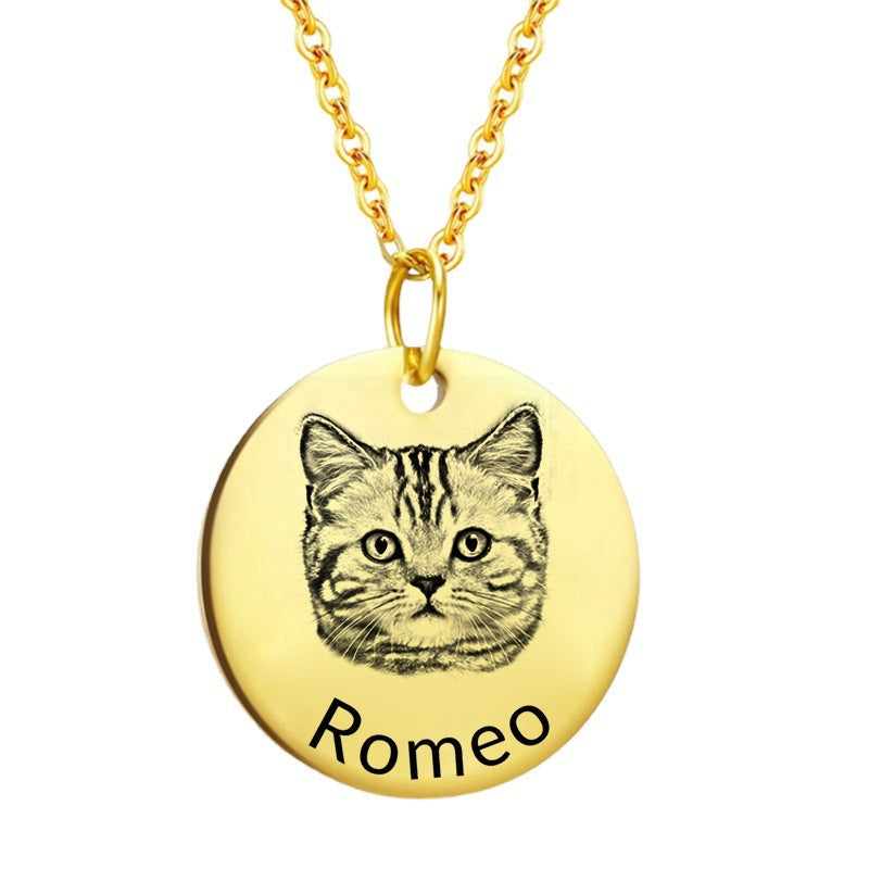 Pet sketch necklace portrait cat puppy pet DIY engraving keychain - Korvel