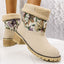 Botas de Nieve Bordadas con Flores de Estilo Étnico para Mujeres