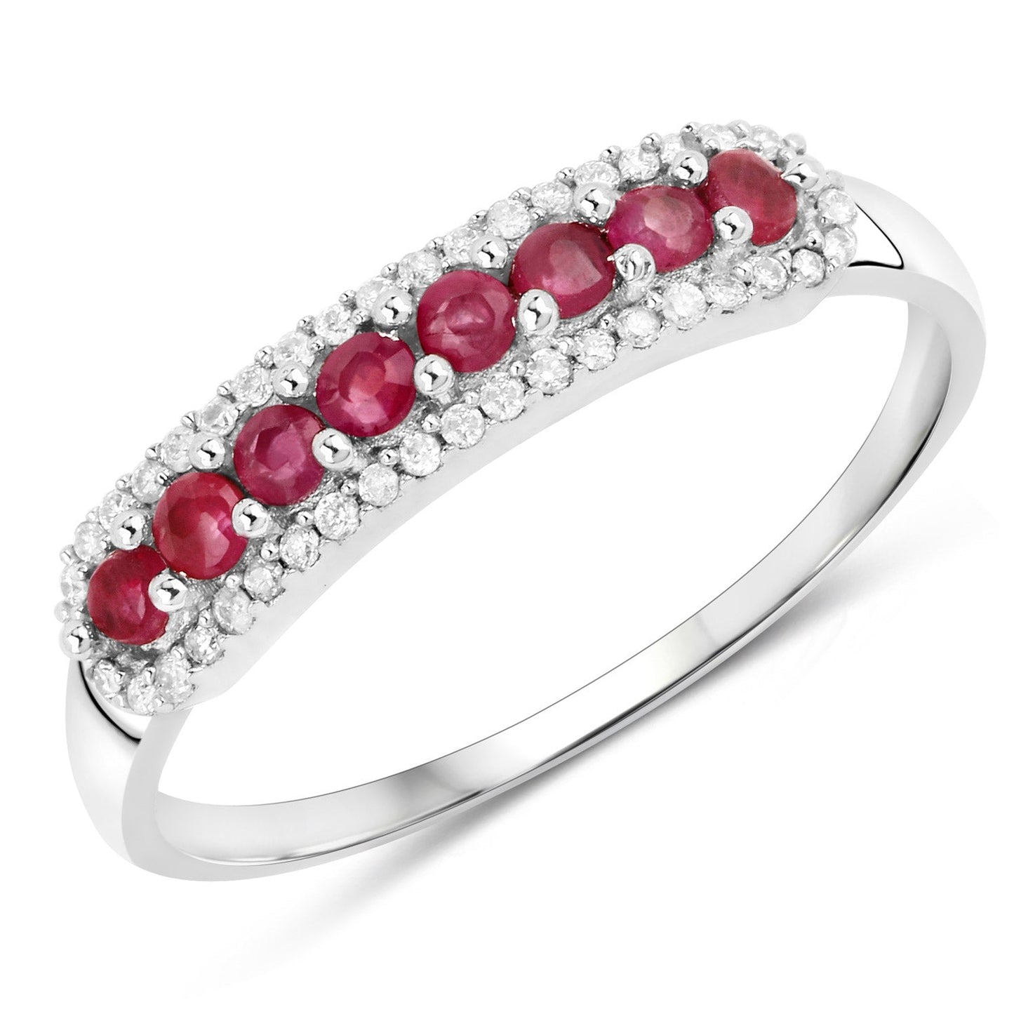 Anillo de Compromiso de Rubí de 0.47 Quilates y Diamante Blanco en Oro Blanco de 14K