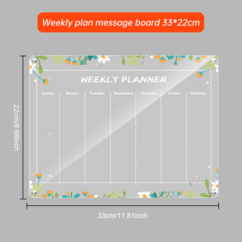 Acrylic message board magnetic refrigerator sticker household erasable calendar transparent note display board - Korvel
