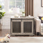 Farmhouse Dog Cage Crate Furniture with Sliding Barn Door, Farmhouse Wooden Dog Kennel End Table with Flip-top Plate Dog House - Korvel