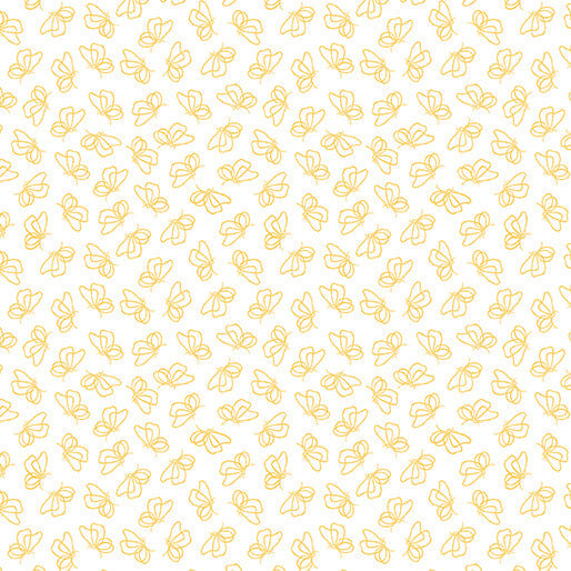 Flutter By White/Maize Cotton Fabric - 44"/45" Per Yard