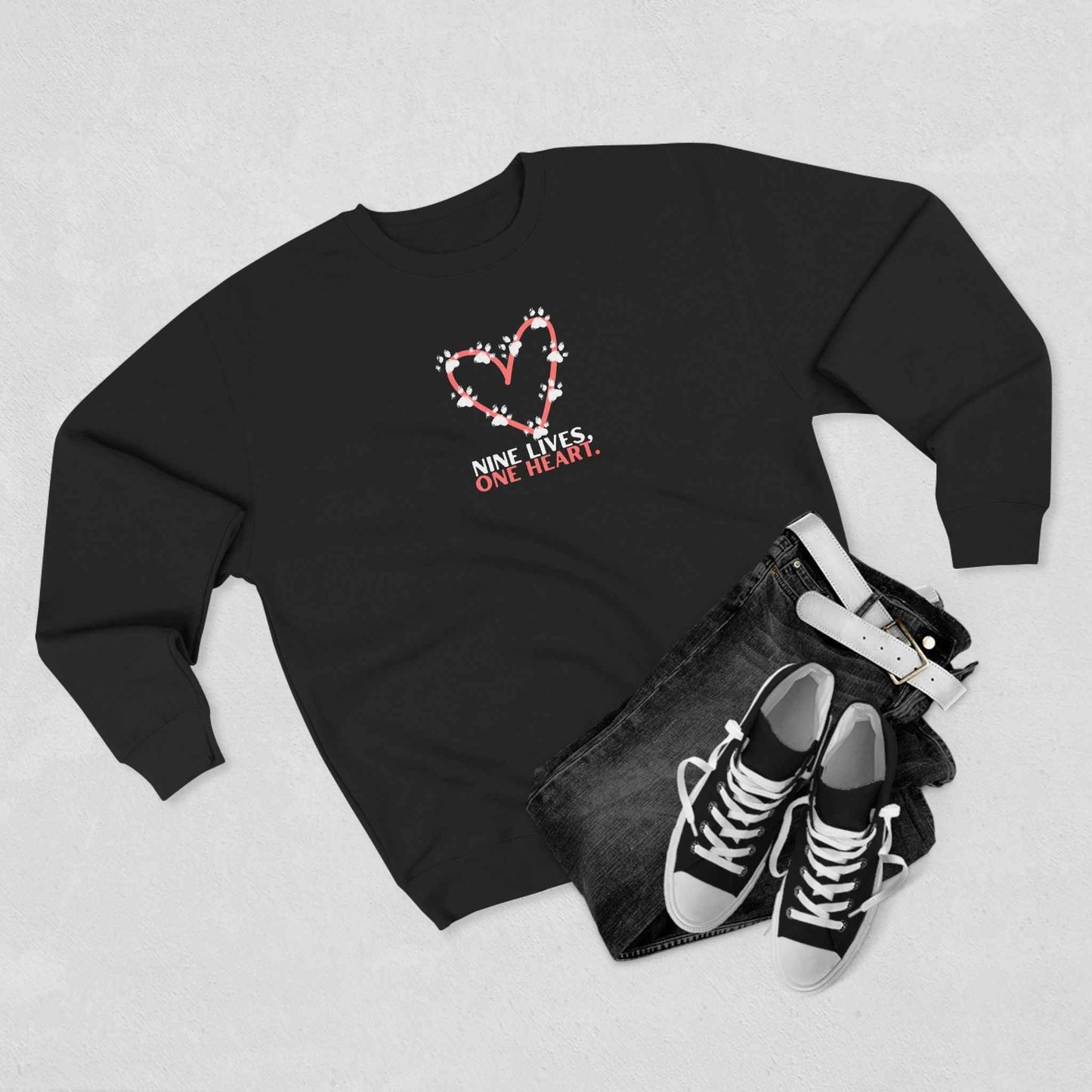 Nine Lives, One Heart Cat Lover Sweatshirt