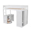 Wood Twin Size Loft Bed with Wardrobes and 2-Drawer Desk with Cabinet  White - Korvel