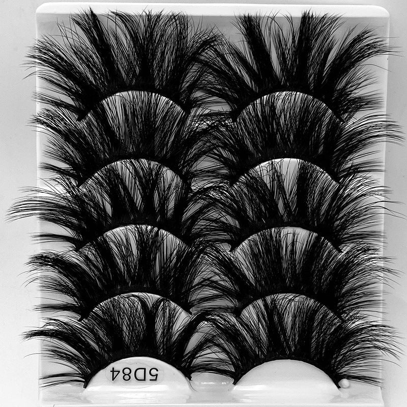 5D 25mm 5 Pairs Mink Eyelashes Multi-Layer Lengthening Thick Thickened False Eyelashes - Korvel