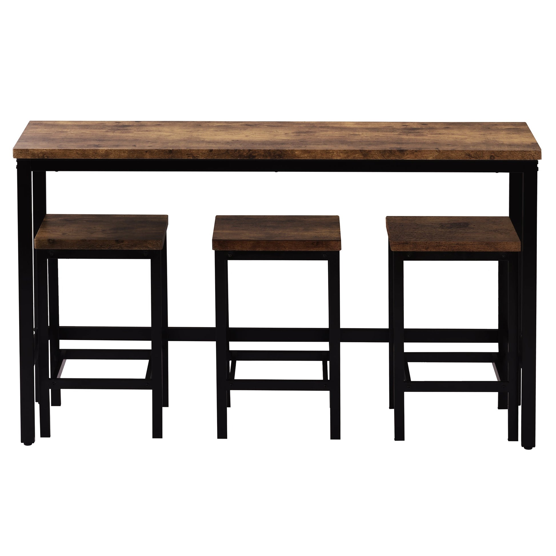 TOPMAX Counter Height Extra Long Dining Table Set with 3 Stools Pub Kitchen Set Side Table with Footrest Brown - Korvel