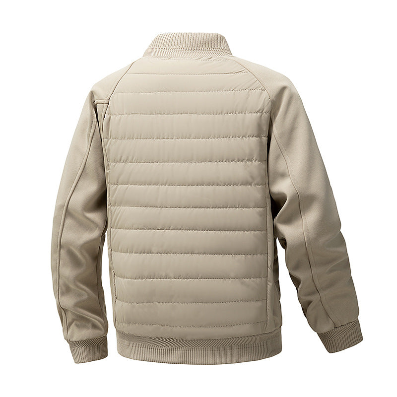 Color-Blocked Cotton-Padded Bomber Jacket for Men