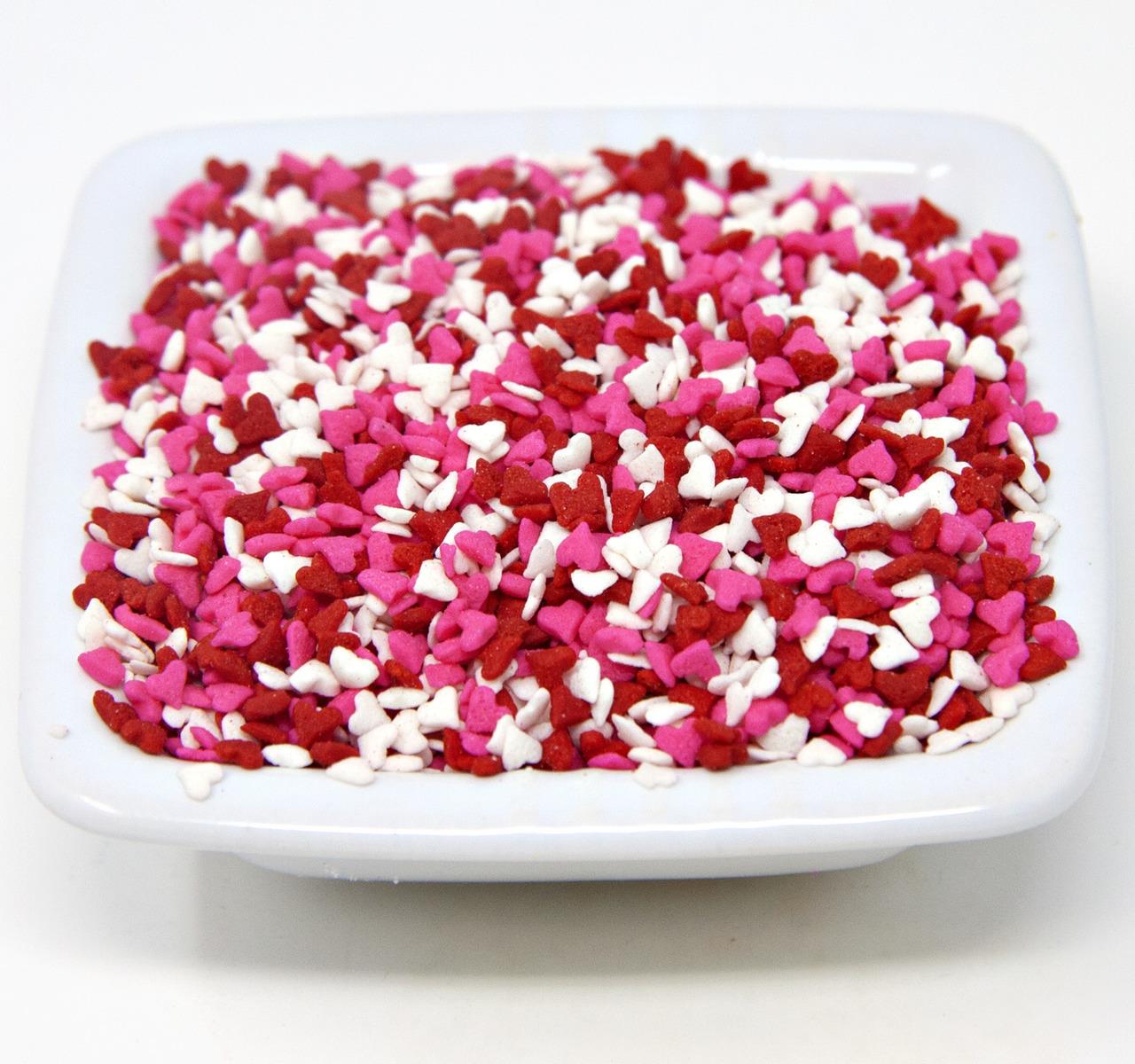 Paillettes en forme de cœurs de Saint-Valentin - Rouge, Blanc et Rose
