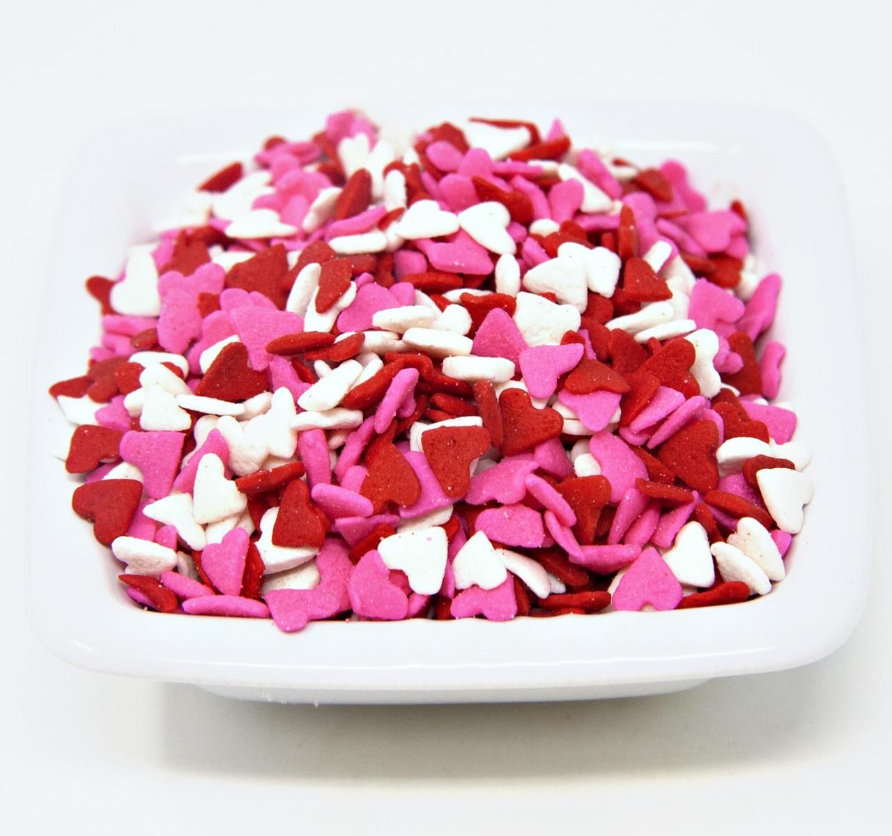 Paillettes en forme de cœurs de Saint-Valentin - Rouge, Blanc et Rose