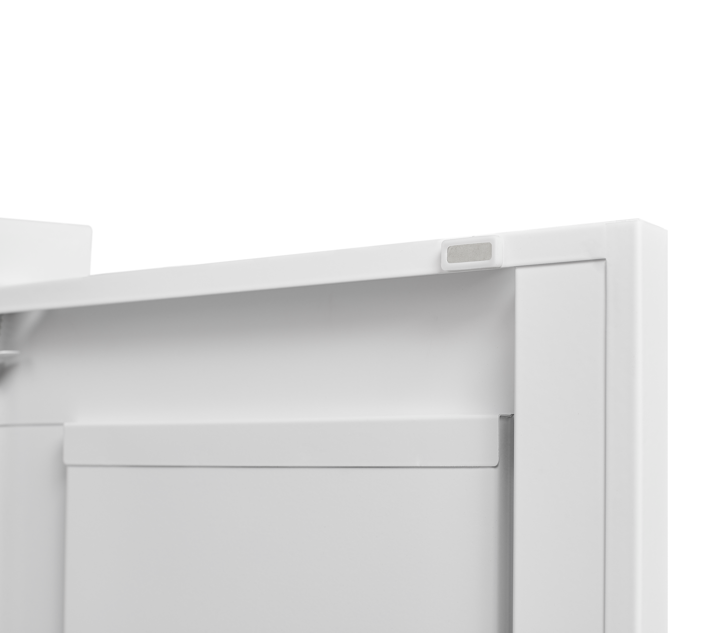 Elegante gabinete de almacenamiento de metal blanco para cocina