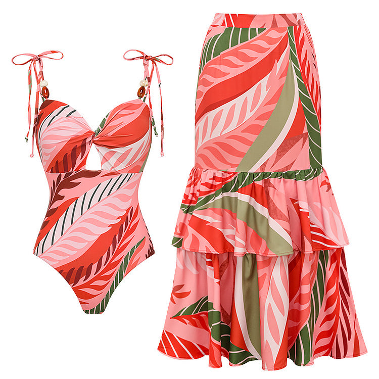 Elegant One-Piece Swimsuit for Women in Red