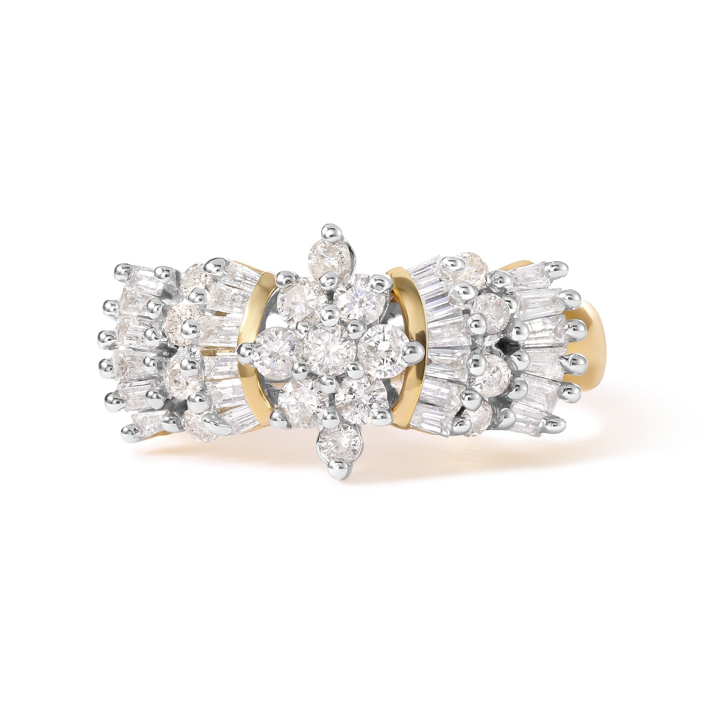10K Yellow Gold 1.00 Cttw Diamond Starburst Ring - Size 7
