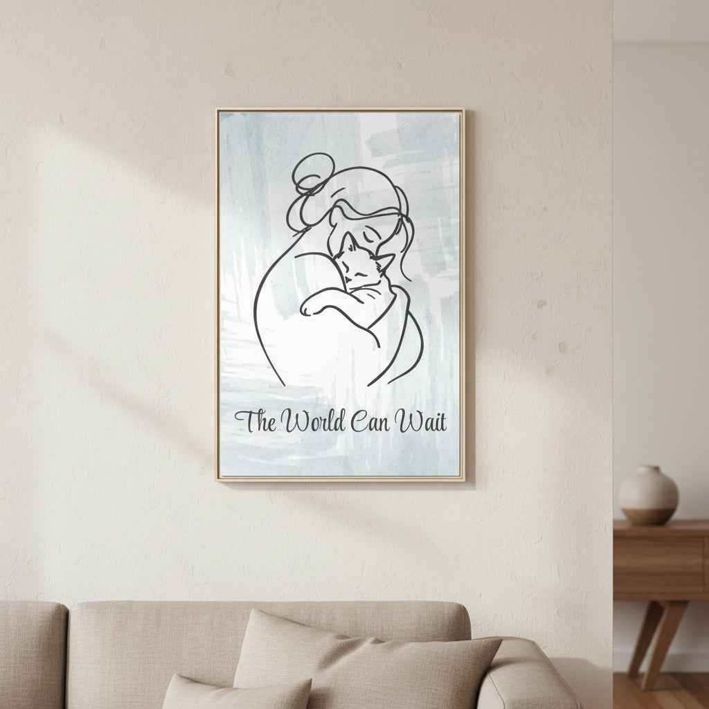 L'impression sur toile Chat Le Monde Peut Attendre