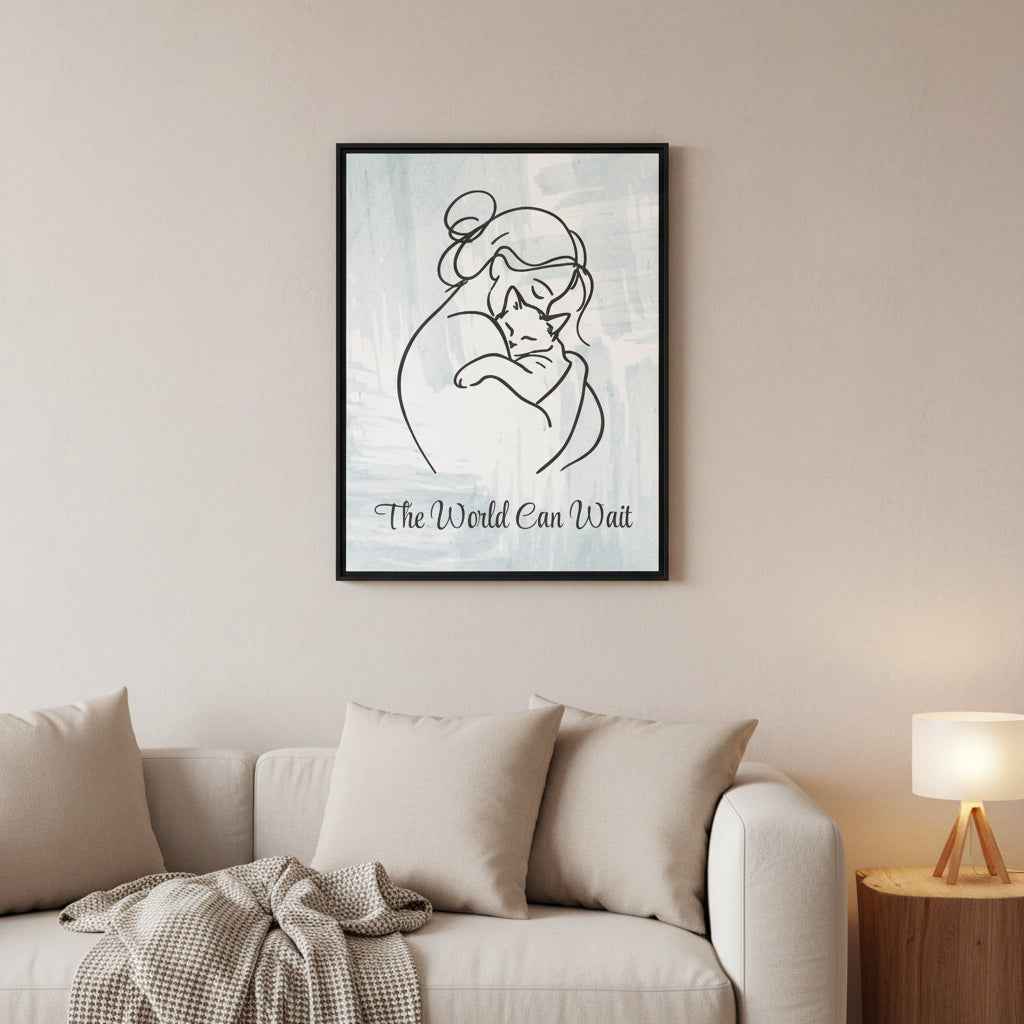 L'impression sur toile Chat Le Monde Peut Attendre