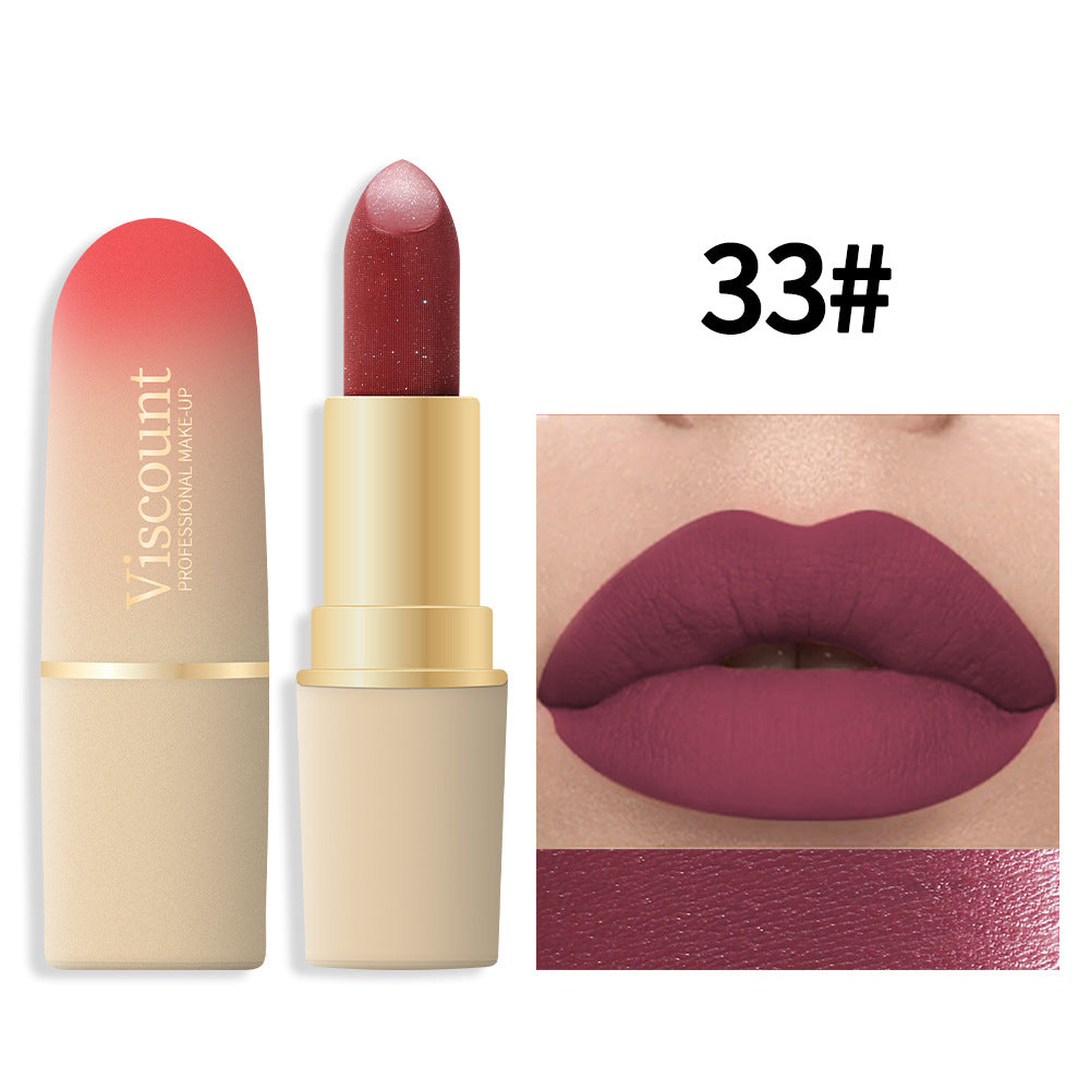 Waterproof And Durable Lipstick Velvet Fine Glitter Matte Lip And Cheek Dual-Use Lipstick - Korvel