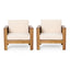 ( Set of 2) Outdoor Acacia Wood Club Chairs with Cushions, Teak+Beige, 27.75"D x 32"W x 27.75"H - Korvel
