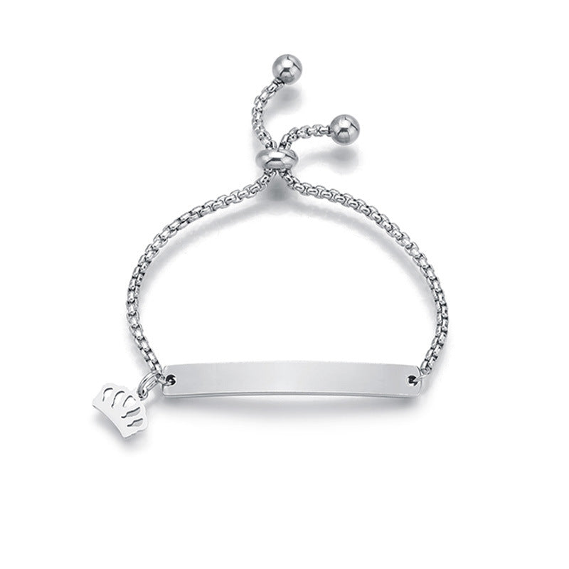 Stainless steel personalized engraved three color curved bracelet simple and personalized women's bracelet - Korvel