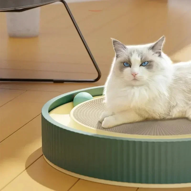 Multi Function Round Cat Scratching Board with Ball Toy Cat Scratcher Funny Sharpen Nails Scraper Can Replace Nest for Cats - Korvel