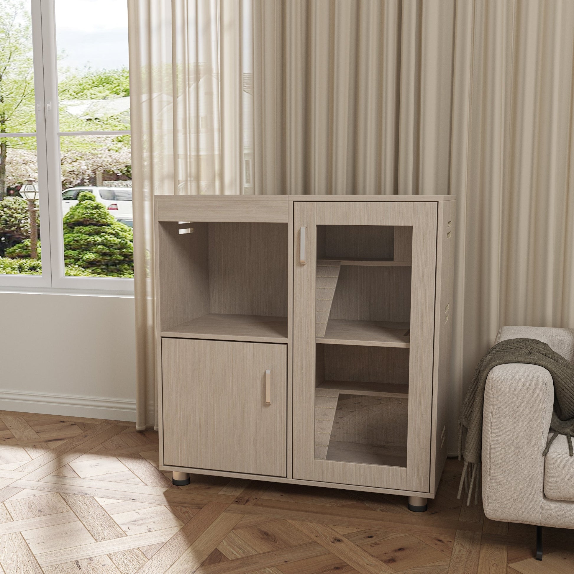 Guinea pig cage, 4 layers of hamster cage wood, with storage cabinet, mouse cage, openable top, acrylic window ，X-Large - Korvel