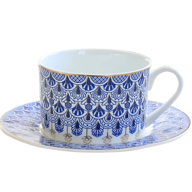 Fine Bone China Coffee Cup & Saucer - Russian Design