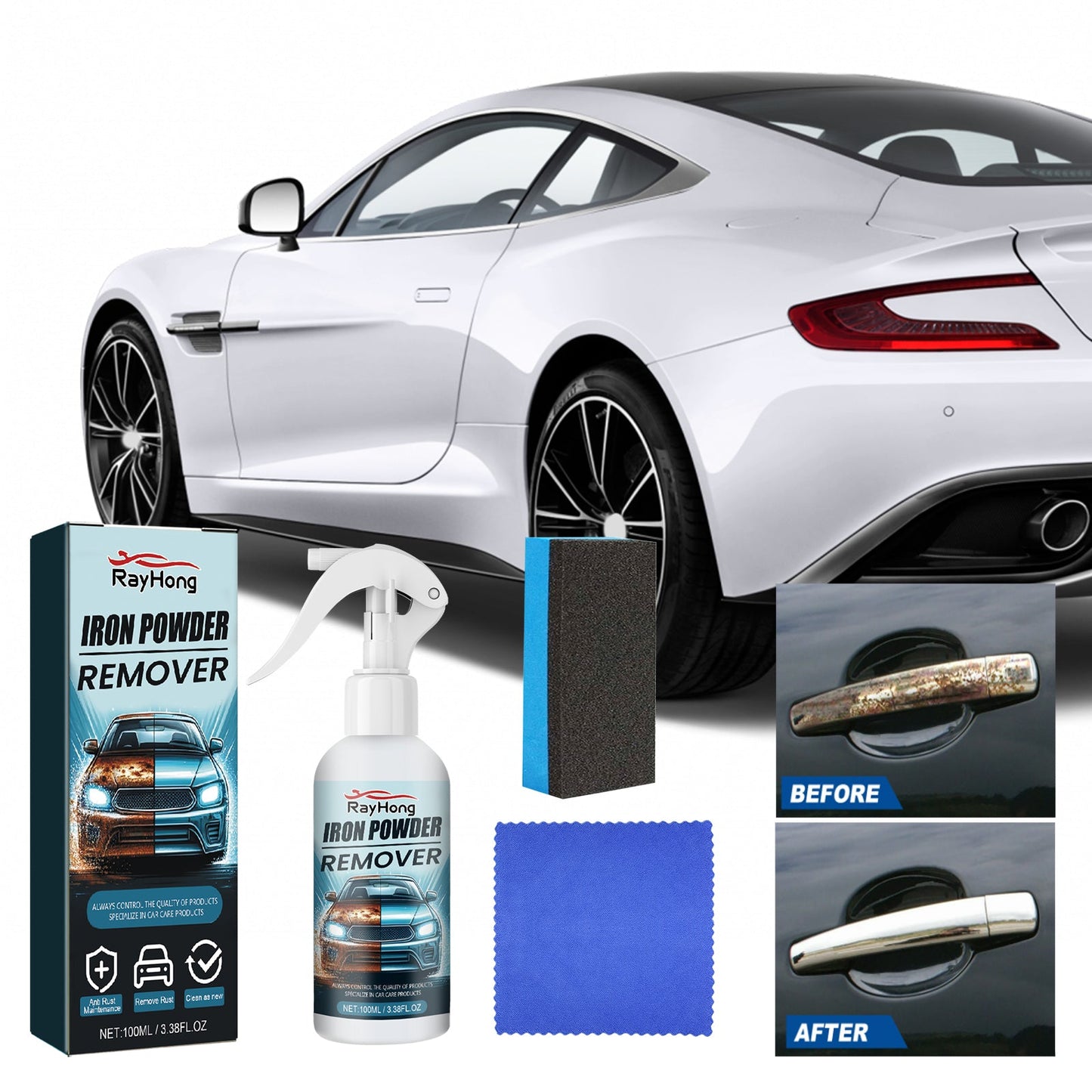 Iron Powder Remover, Car paint tire rust cleaning agent decontamination rust removal renovation - Korvel