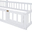 Wooden Twin Size Children's Bed with Detachable Headboard and Integrated Clothes Drying Rack, White - Korvel