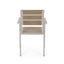Outdoor Modern Aluminum Dining Chair with Faux Wood Seat (Set of 2), Natural and Silver - Korvel