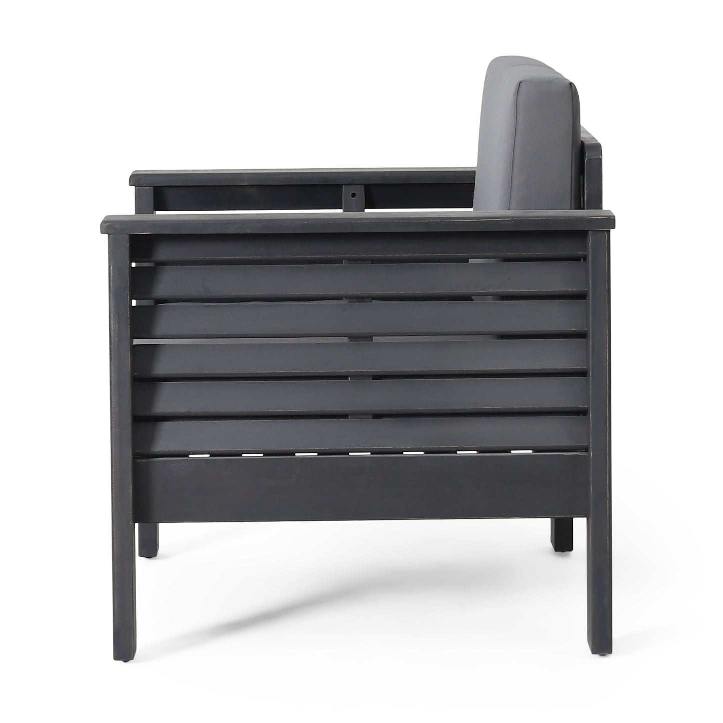 Ensemble de 2 chaises de club en bois d'acacia d'extérieur avec coussins