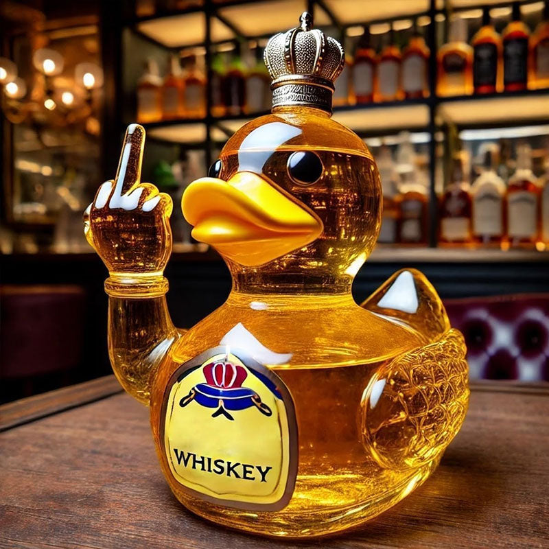 10 Oz Middle Finger Duck Bottle - Funny Whiskey Duck Decanter. Great Prank Decoration for Bar, Office or Home - Korvel