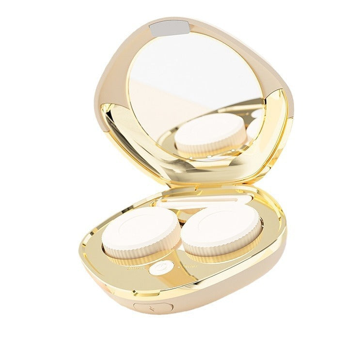 Ultrasonic cleaner, electric portable contact lens, contact lens, replaceable cleaning compartment - Korvel