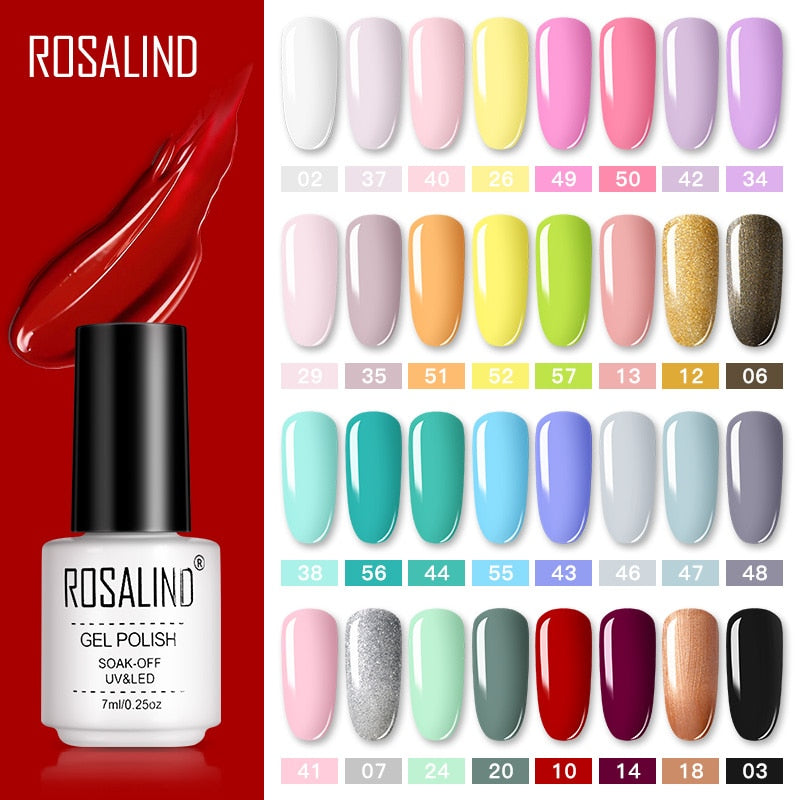 ROSALIND Gel Polish Set Manicure for Nails Semi Permanent Vernis top coat UV LED Gel Varnish Soak Off Nail Art Gel Nail Polish - Korvel