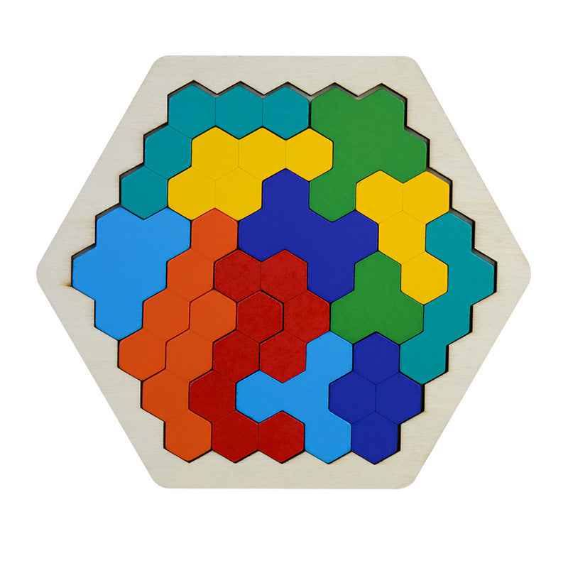 Wooden Toy Puzzle Board Honeycomb Kindergarten Pupils Hands-On Desktop Toy Wooden Puzzle - Korvel