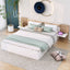 Queen Size Platform Bed with Headboard, Drawers, Shelves, USB Ports and Sockets  White - Korvel