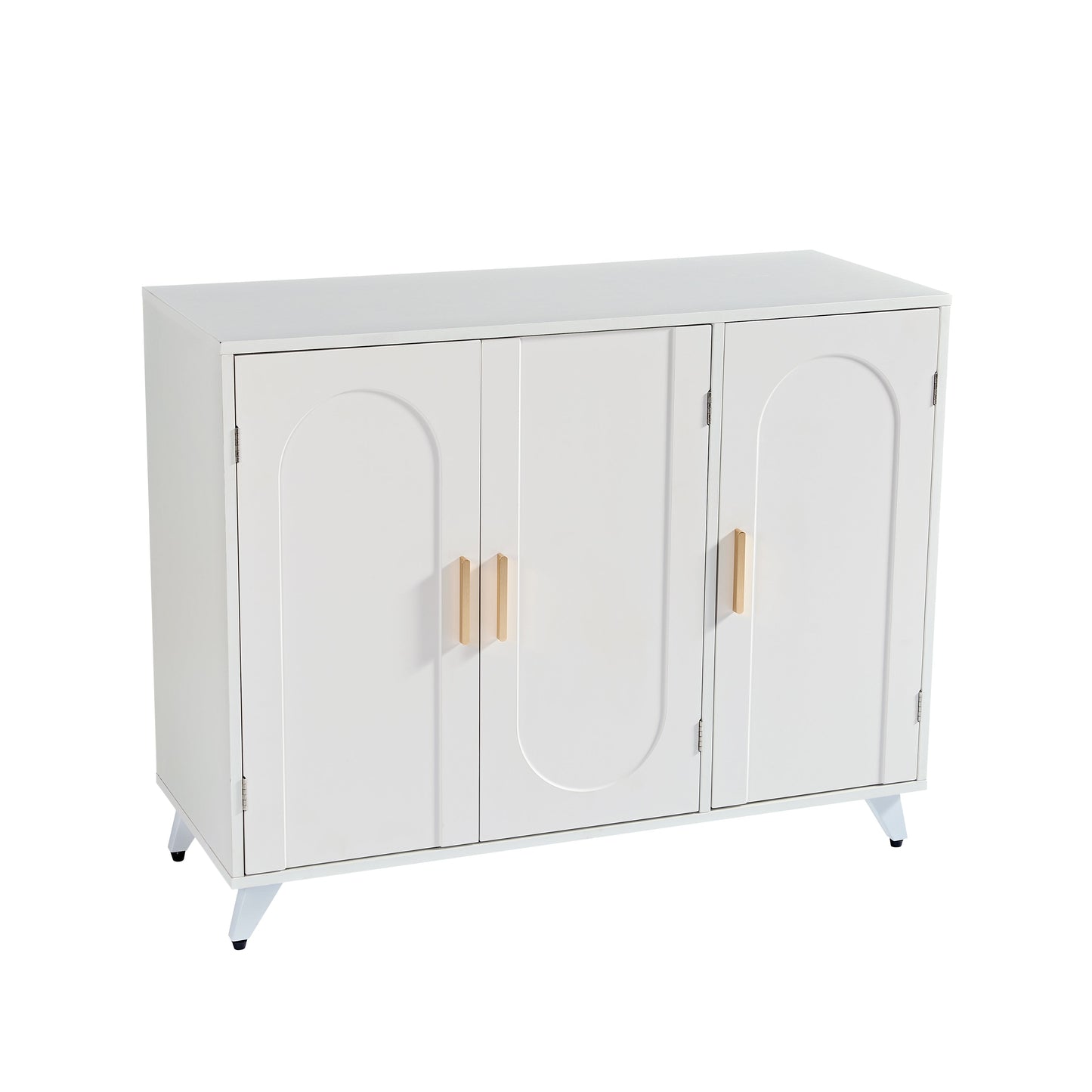 Sideboard Buffet cabinet with 3 doors and removable shelves, for living room, dining room, ivory white - Korvel