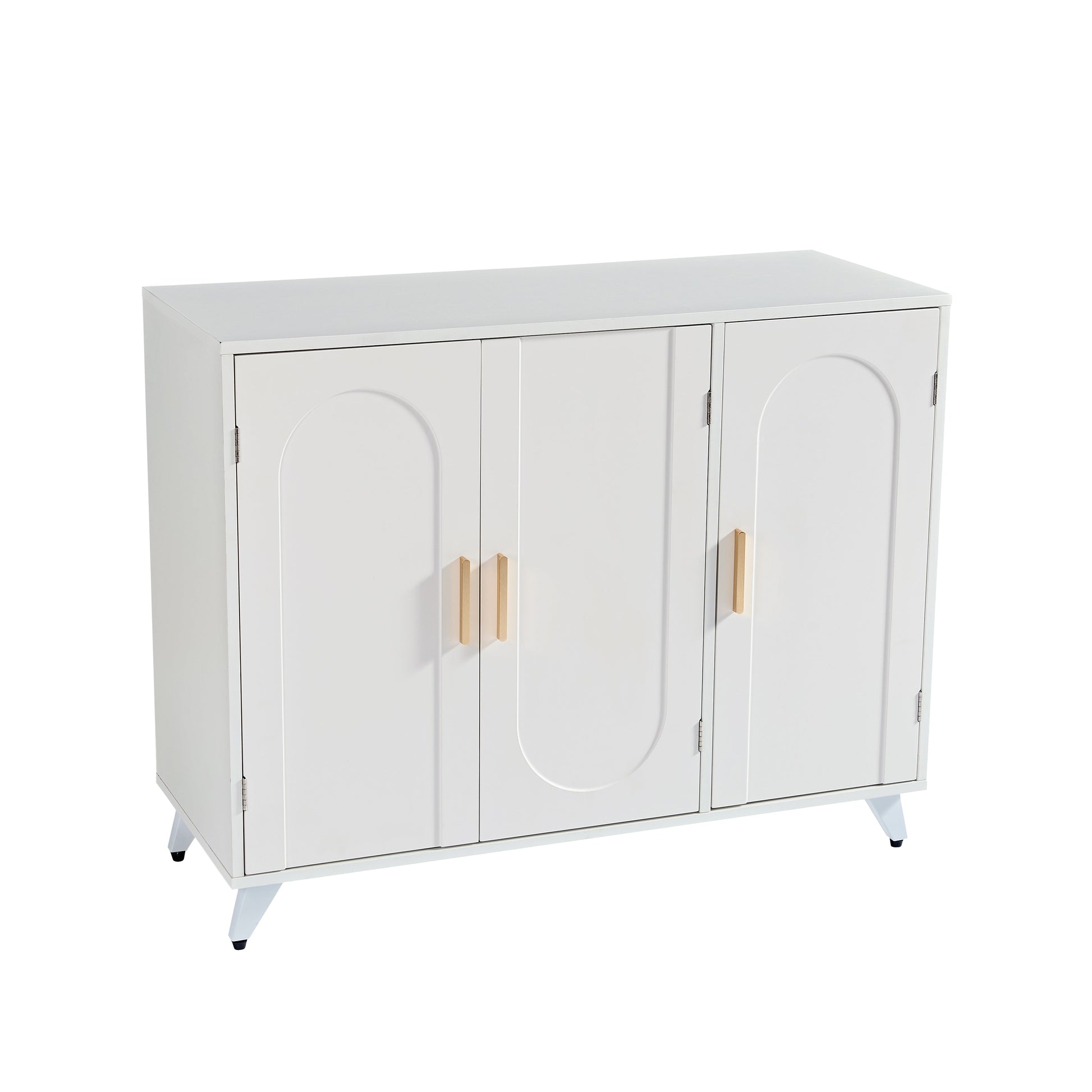 Sideboard Buffet cabinet with 3 doors and removable shelves, for living room, dining room, ivory white - Korvel