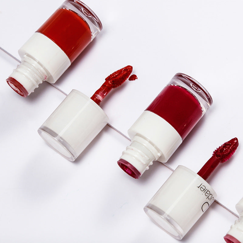 Pudaier Lipstick Small White Bottle Matte Lip Gloss Color Development Moisturizing Not Smudged Waterproof Non-Stick Cup Lip Glaze - Korvel