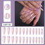 24 unghie finte in ABS con motivo a spillo lungo 1 gel di gelatina 1 lima per unghie a colori casuali per l'uso quotidiano - Korvel