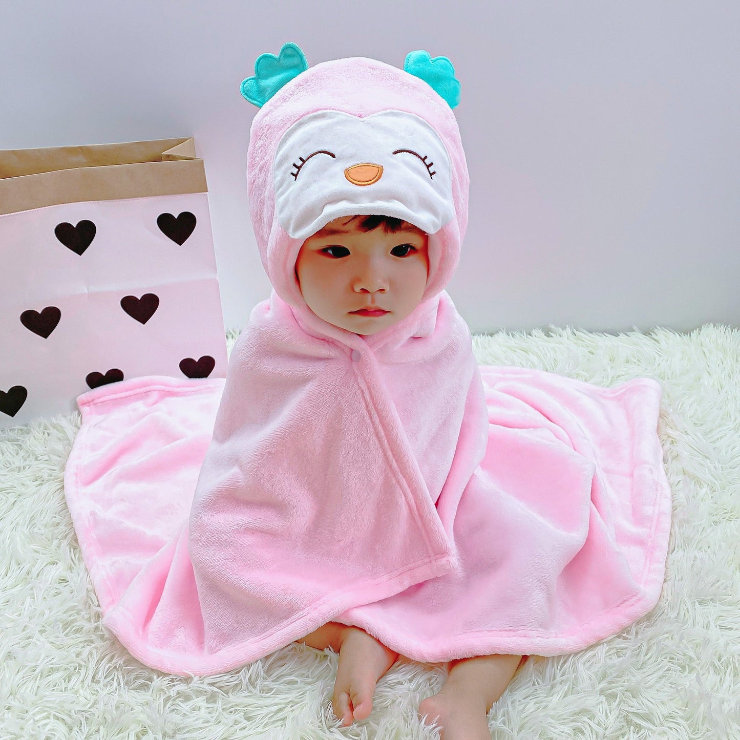 Infant Cartoon Flannel Swaddling Blanket Cloak