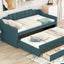 Twin Size Upholstered Daybed with Trundle and Three Drawers,Green - Korvel