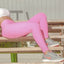 Women's Pink High Waist Fitness Leggings Fashion Push Up Black Spandex Pants Workout Leggings - Korvel