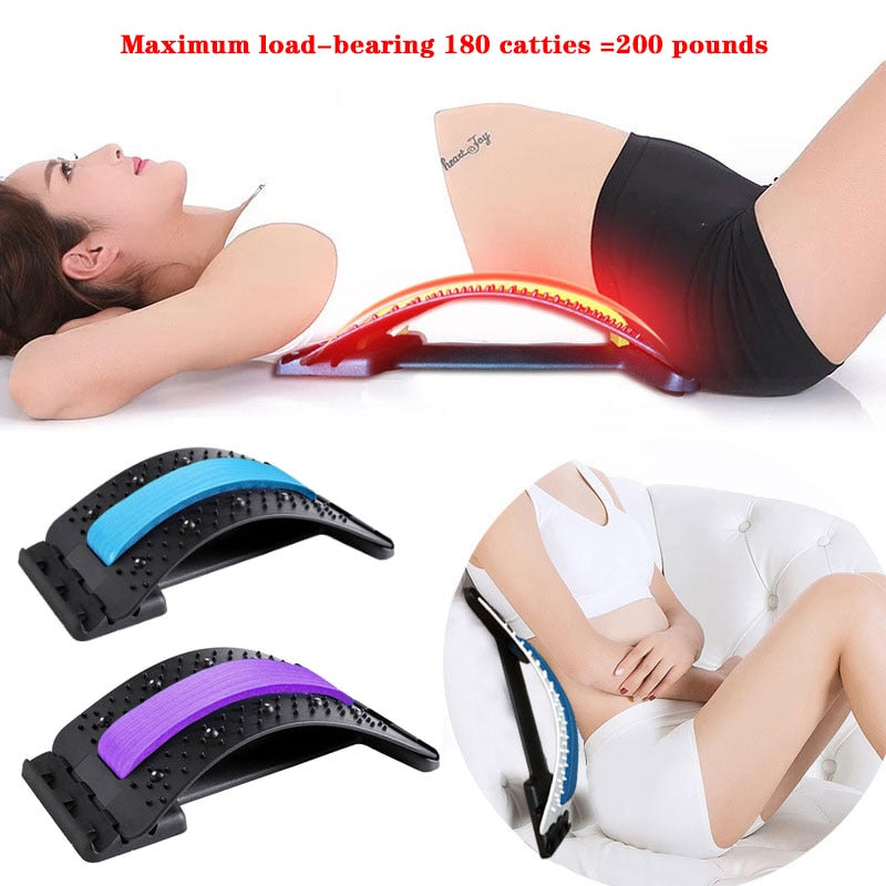 Magnetotherapy Multi-Level Adjustable Back Massager Stretcher Waist Neck Fitness Lumbar Cervical Spine Support Pain Relief - Korvel