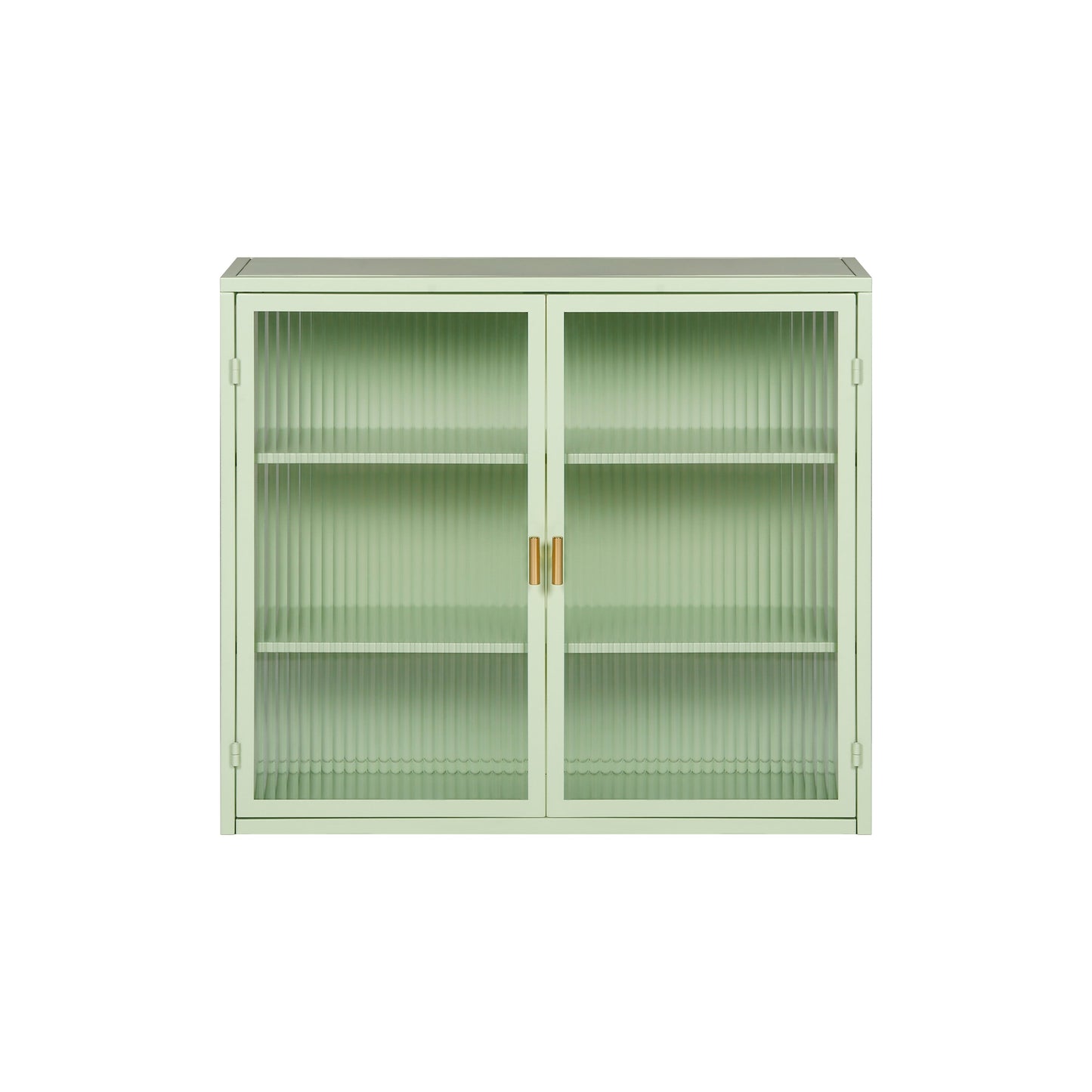 27.56"Glass Doors Modern Two-door Wall Cabinet with Featuring Three-tier Storage Mint Green - Korvel
