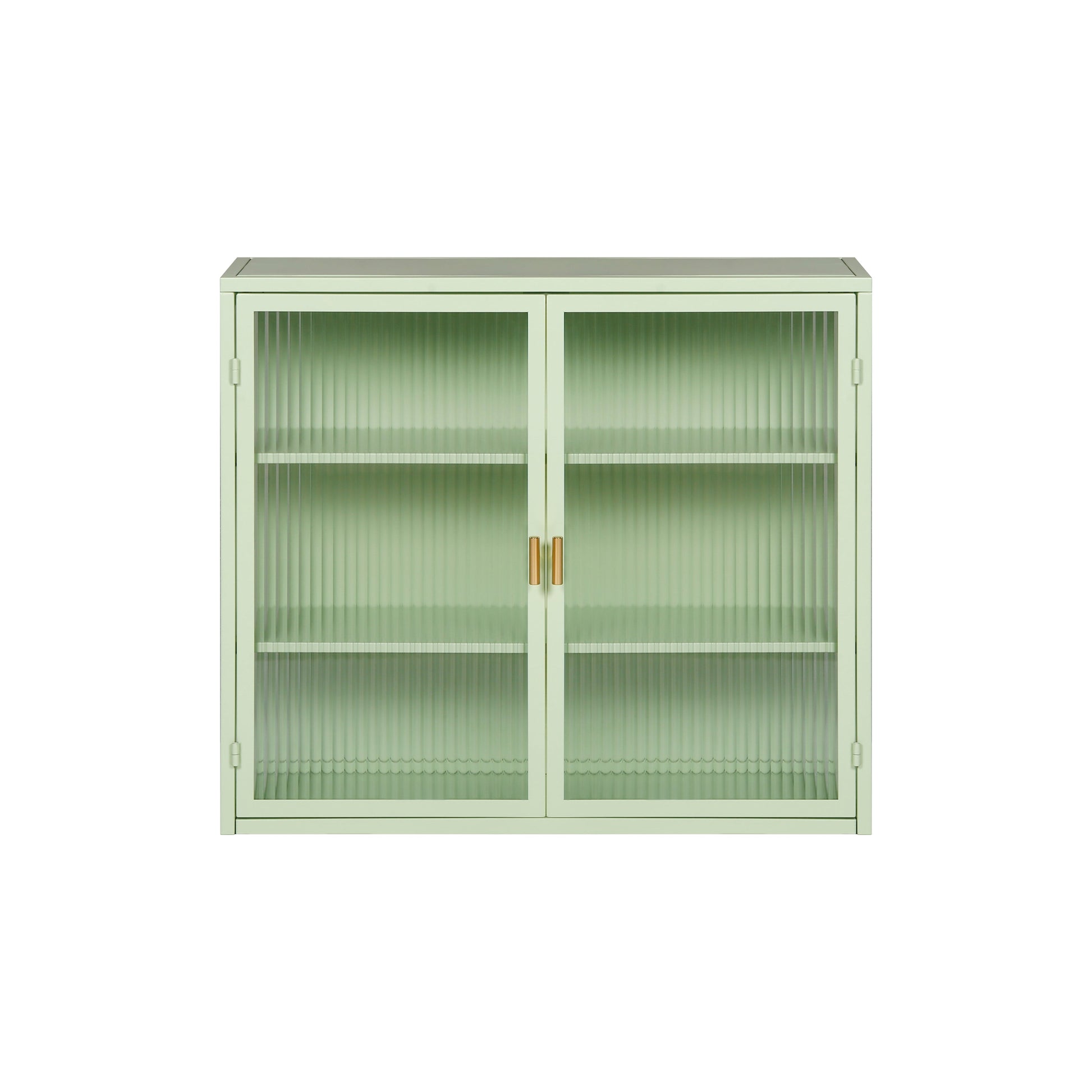 27.56"Glass Doors Modern Two-door Wall Cabinet with Featuring Three-tier Storage Mint Green - Korvel