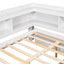 Elegant Full Bed with L-shaped Bookcases and Drawers in White