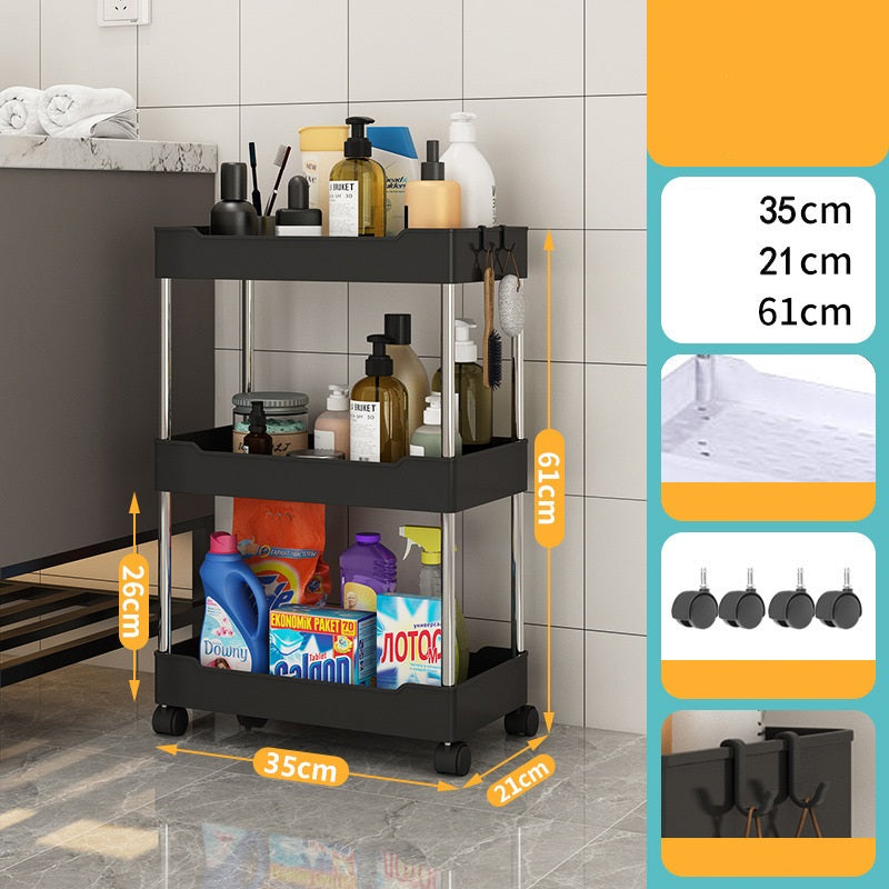 Kitchen multi layer vegetable basket rack floor-standing removable vegetable storage household multi functional trolley - Korvel