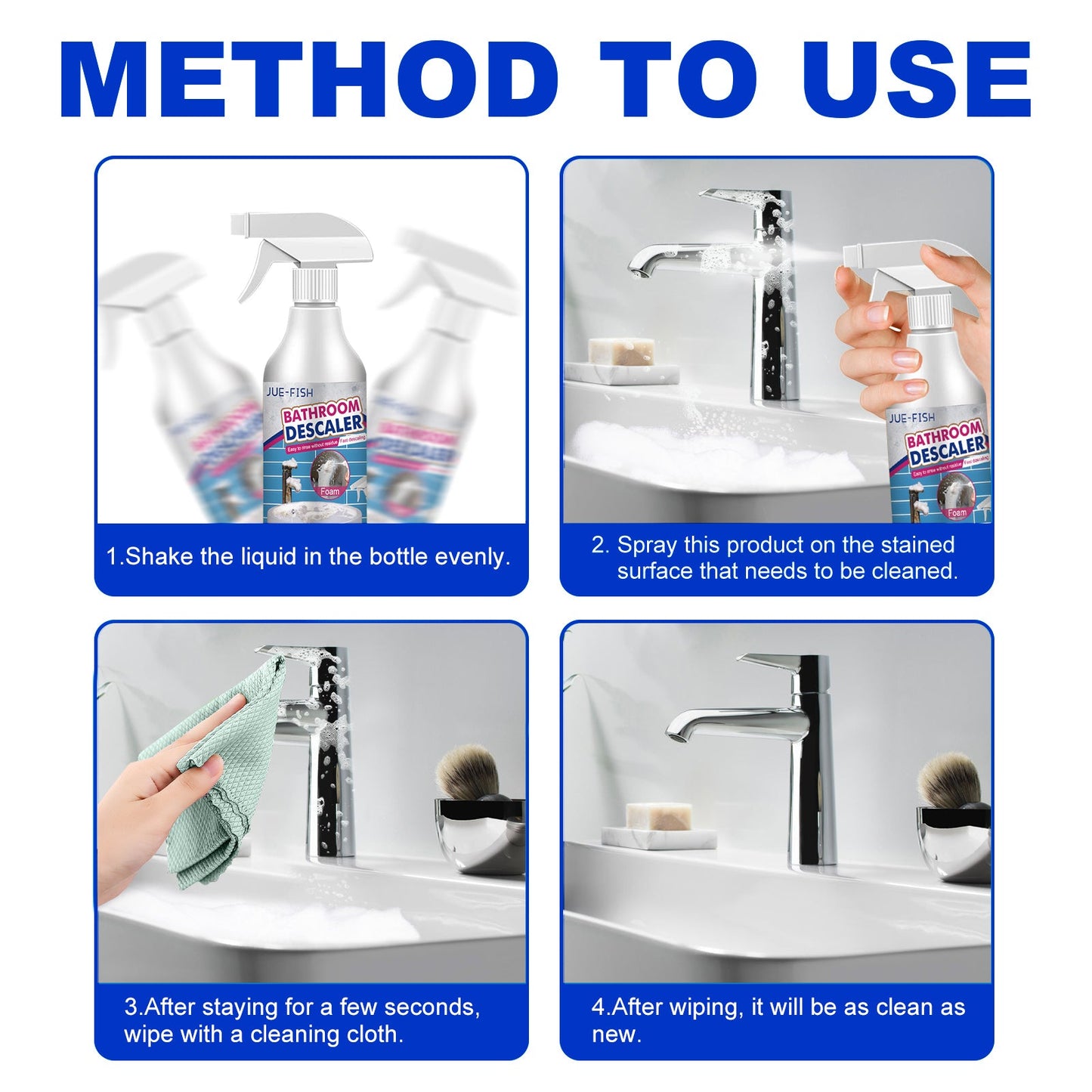 Bathroom Cleaner, Shower Room Glass Scale Cleaner Stainless Steel Wash Basin Bathtub Decontamination - Korvel