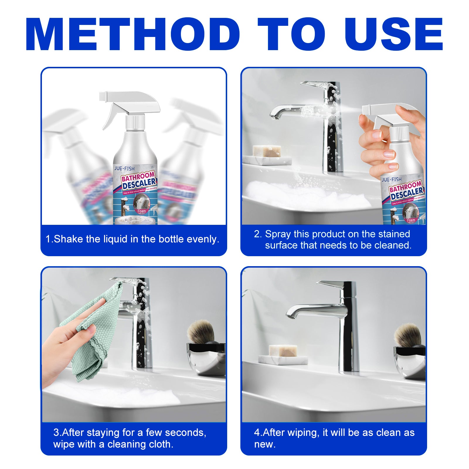 Bathroom Cleaner, Shower Room Glass Scale Cleaner Stainless Steel Wash Basin Bathtub Decontamination - Korvel