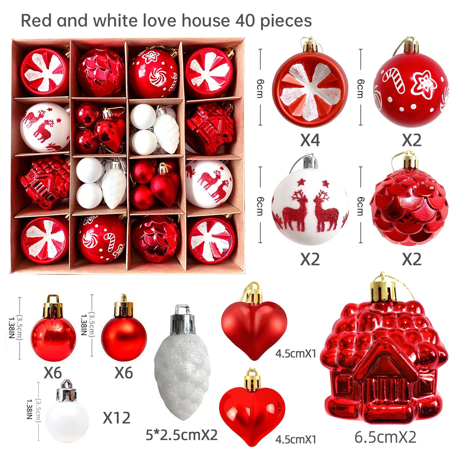 Christmas decoration 6cm electroplated ball plastic ball special-shaped painted Christmas ball gift Christmas tree pendant - Korvel
