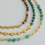 Collier en Chaîne de Perles d'Agate Élégant en Acier Titane Plaqué Or